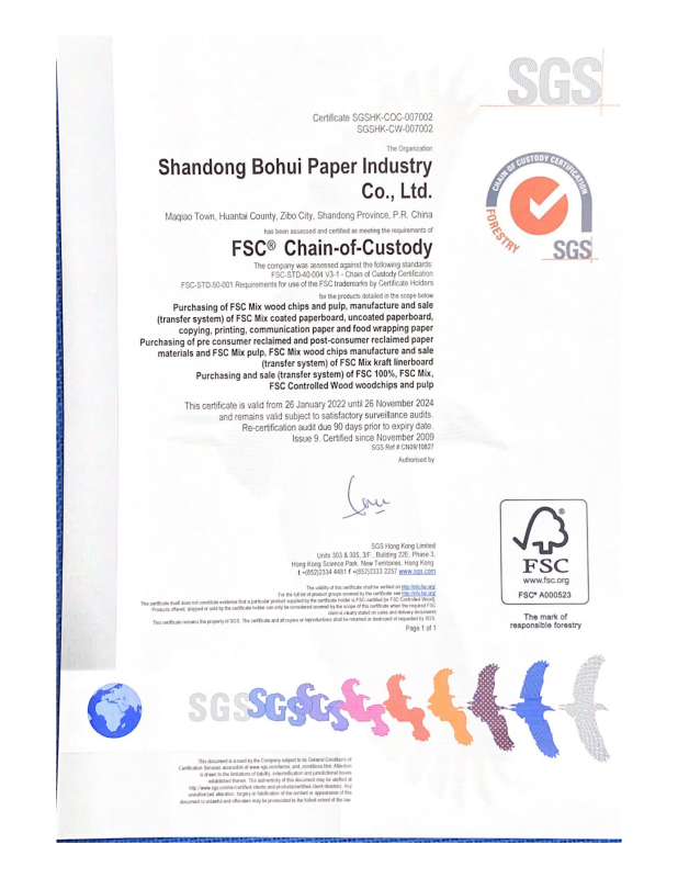 FSC Certificate -SGSHK-COC(CW)-00700