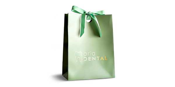 Light Green Tooth Logo Ribbon Bow Gift Paper Bag
