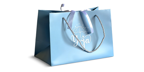 Pastel Blue Ribbon Accent Gift Paper Bag